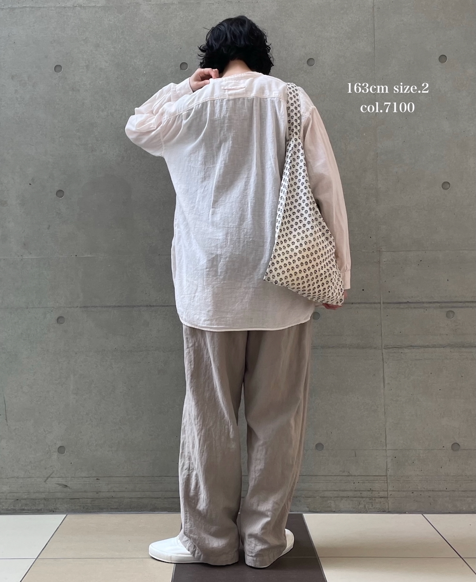 INAM2501G3D(シャツ) 30s GAUZE PLAIN OVERDYE UTILITY BANDED COLLAR SHIRT