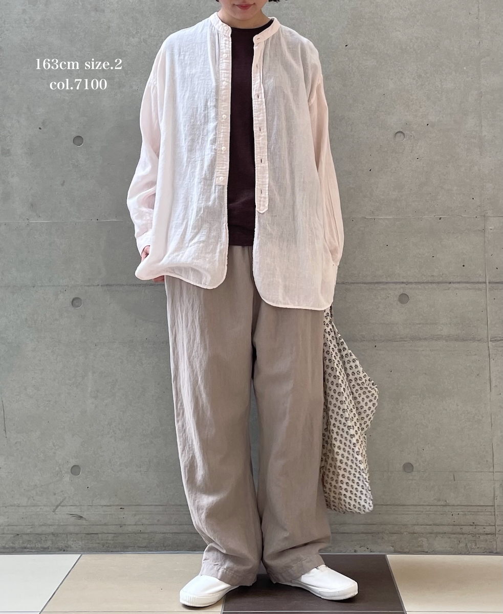 INAM2501G3D(シャツ) 30s GAUZE PLAIN OVERDYE UTILITY BANDED COLLAR SHIRT