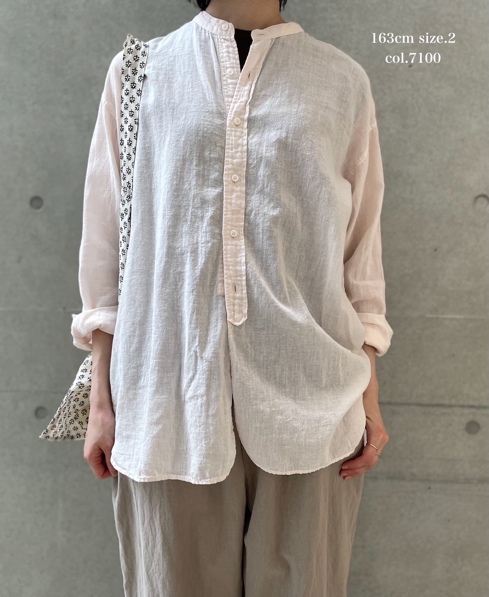 INAM2501G3D(シャツ) 30s GAUZE PLAIN OVERDYE UTILITY BANDED COLLAR SHIRT