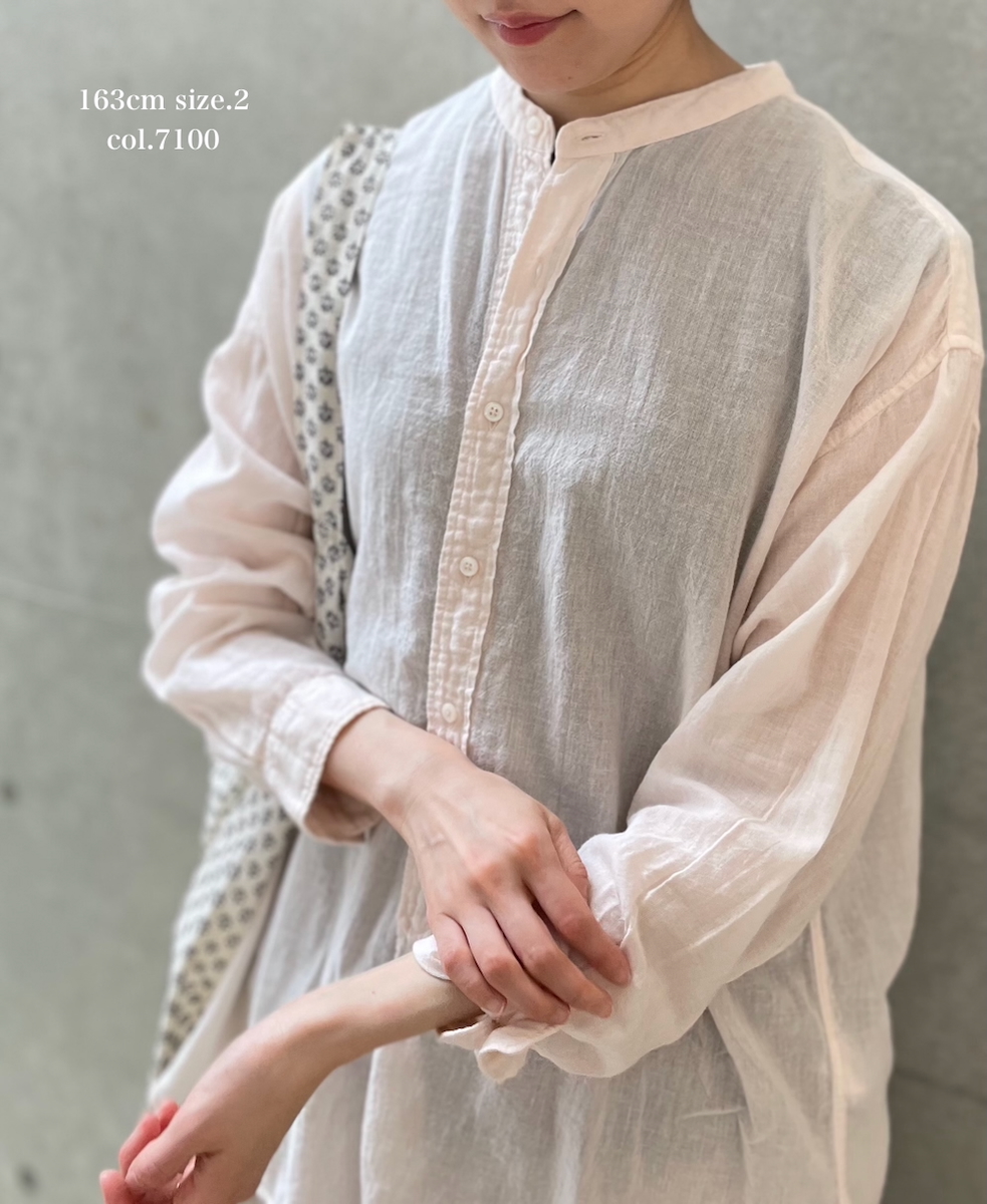 INAM2501G3D(シャツ) 30s GAUZE PLAIN OVERDYE UTILITY BANDED COLLAR SHIRT