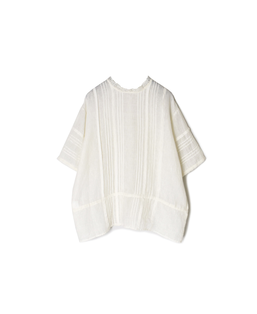 NMDS26271(シャツ) 80s POWER LOOM LINEN PLAIN LACE PINTUCK HALF/SLEEVE 2WAY SHIRT