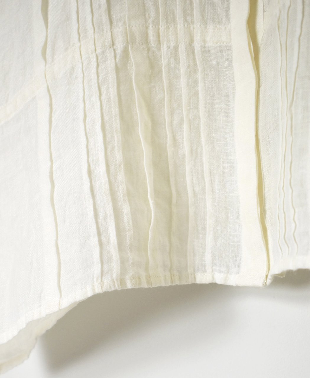 NMDS26271(シャツ) 80s POWER LOOM LINEN PLAIN LACE PINTUCK HALF/SLEEVE 2WAY SHIRT