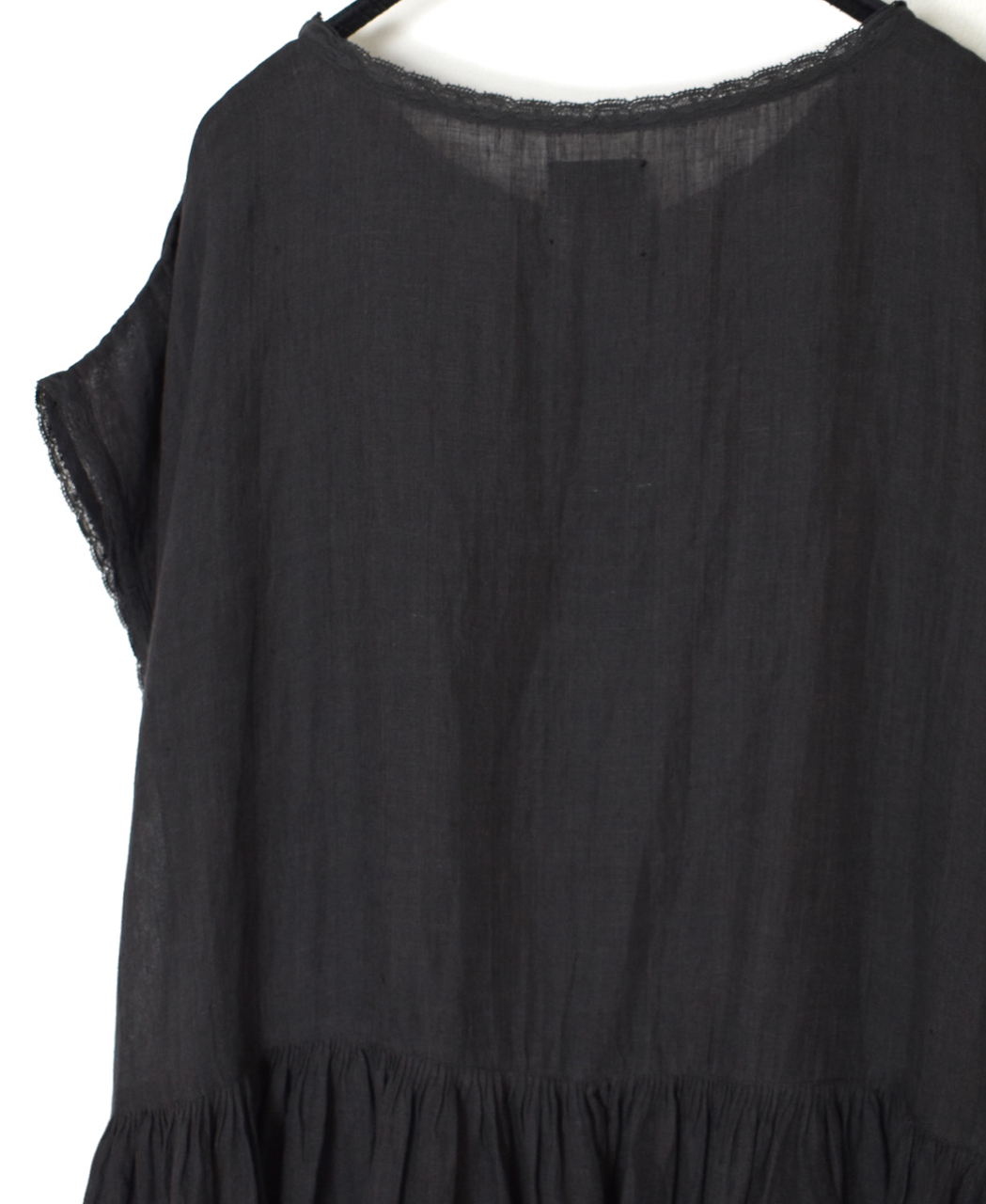 NMDS26272(ワンピース) 80s POWER LOOM LINEN PLAIN BOAT-NECK LACE PULLOVER DRESS