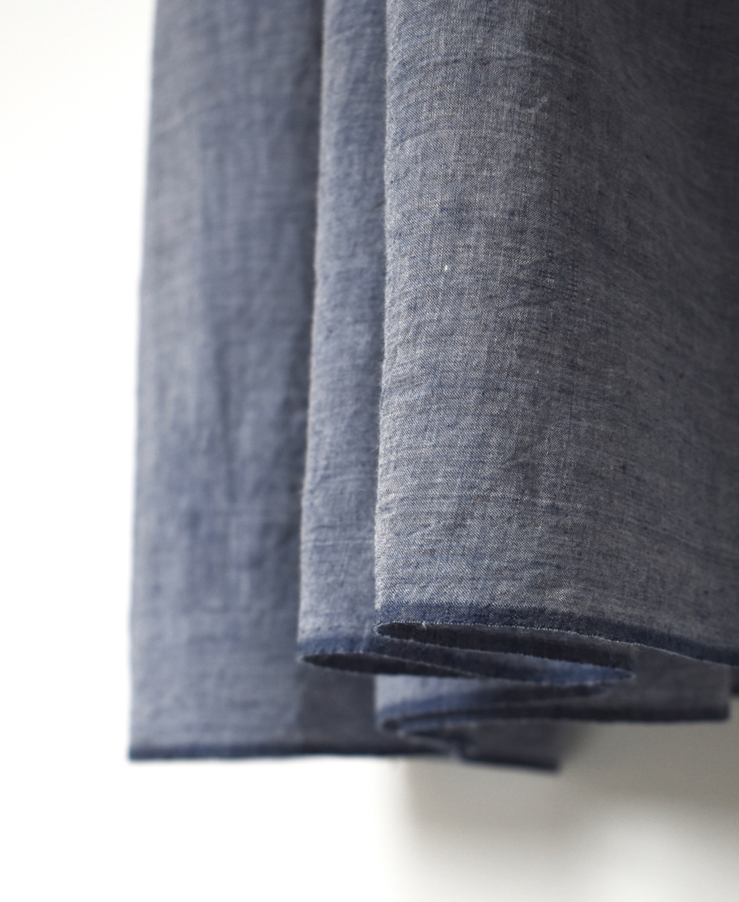 INMDS26042(ワンピース) HANDWOVEN YARN DYE CHAMBRAY FRILL COLLAR SHIRTS DRESS WITH RAJASTHAN GATHER