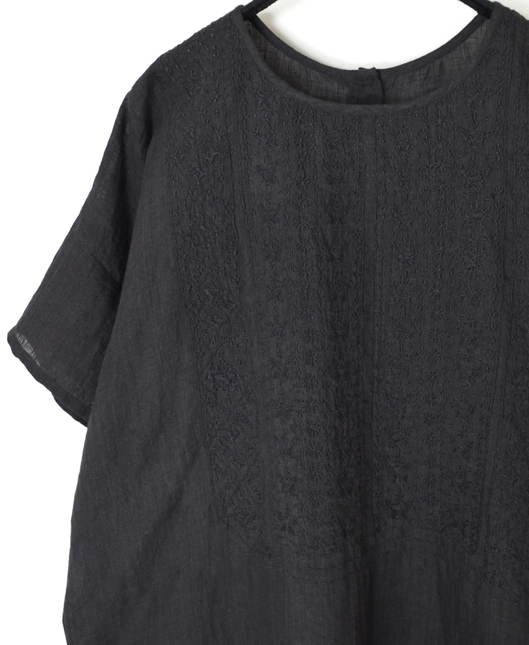 NMDS25242(シャツ) 80s POWER LOOM LINEN PLAIN BACK OPENING CREW-NECK S/SL EMB SHIRT