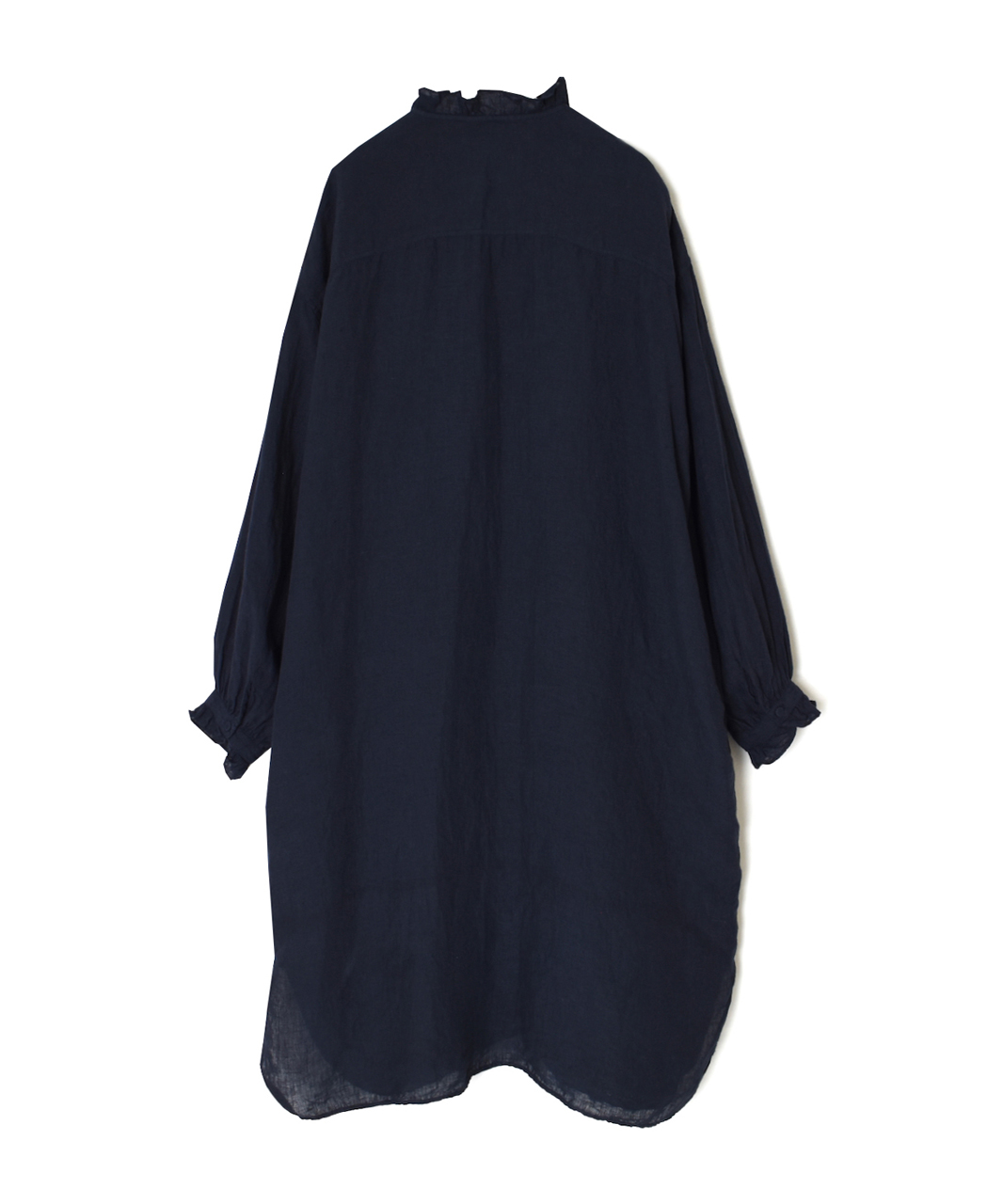 INMDS26002D(シャツ) 60s AUTO LOOM LINEN PLAIN (OVERDYE) FRILL COLLAR LONG SHIRTS
