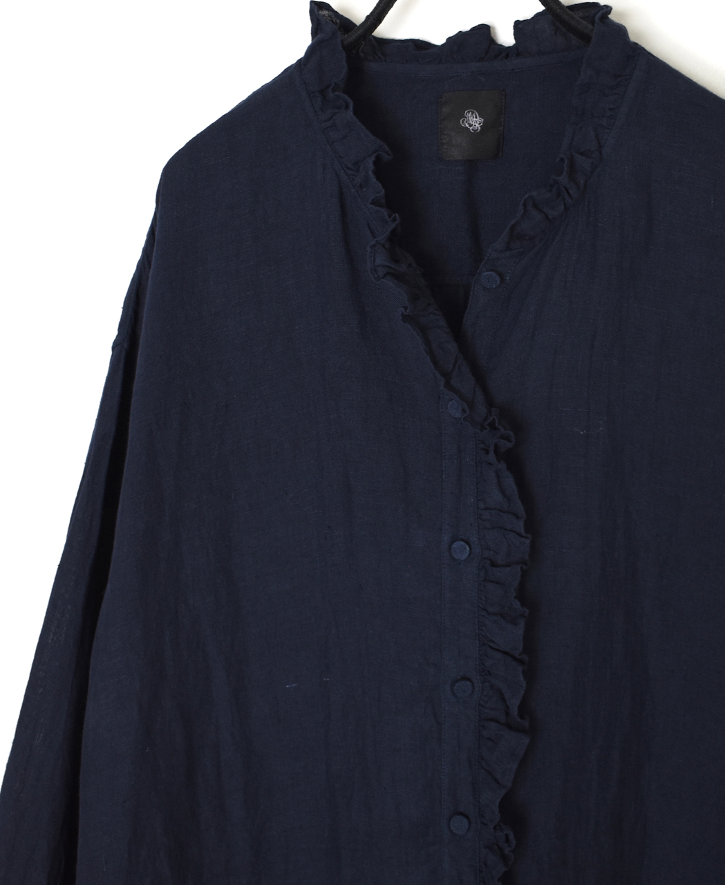 INMDS26002D(シャツ) 60s AUTO LOOM LINEN PLAIN (OVERDYE) FRILL COLLAR LONG SHIRTS