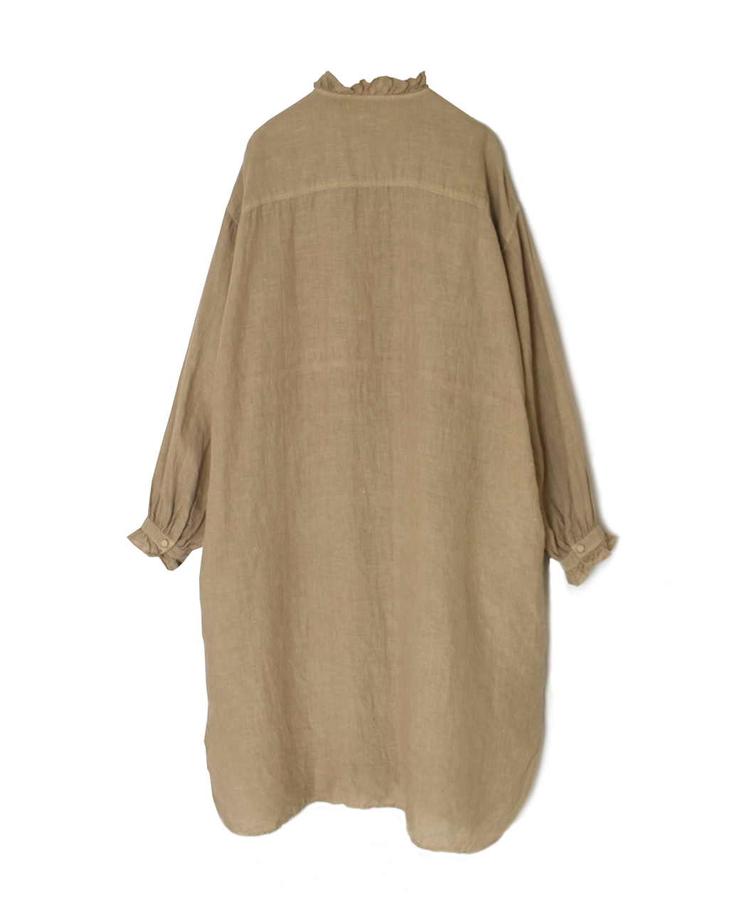 INMDS26002D(シャツ) 60s AUTO LOOM LINEN PLAIN (OVERDYE) FRILL COLLAR LONG SHIRTS