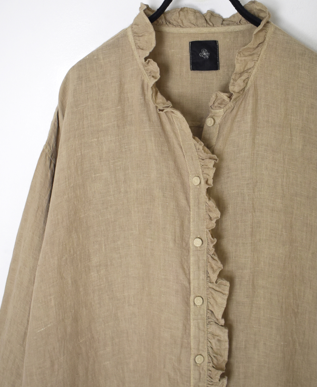 INMDS26002D(シャツ) 60s AUTO LOOM LINEN PLAIN (OVERDYE) FRILL COLLAR LONG SHIRTS