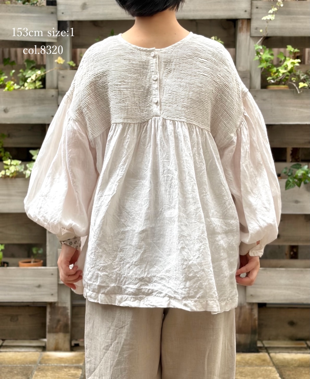 INMDS26003D(シャツ) 60s AUTO LOOM LINEN PLAIN (OVERDYE) BACK OPENING PULLOVER WITH MINI PINTUCK