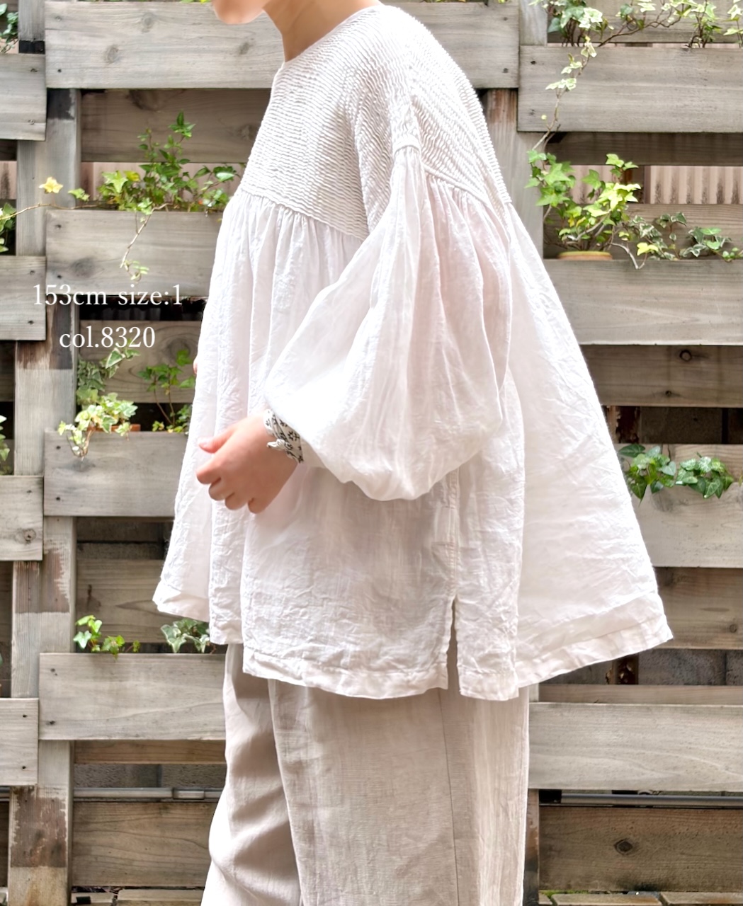 INMDS26003D(シャツ) 60s AUTO LOOM LINEN PLAIN (OVERDYE) BACK OPENING PULLOVER WITH MINI PINTUCK