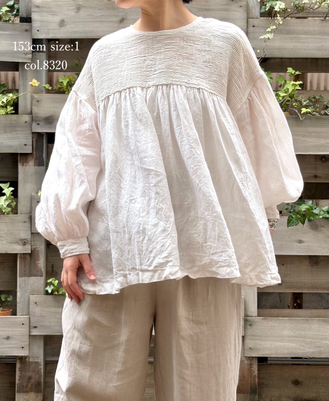 INMDS26003D(シャツ) 60s AUTO LOOM LINEN PLAIN (OVERDYE) BACK OPENING PULLOVER WITH MINI PINTUCK