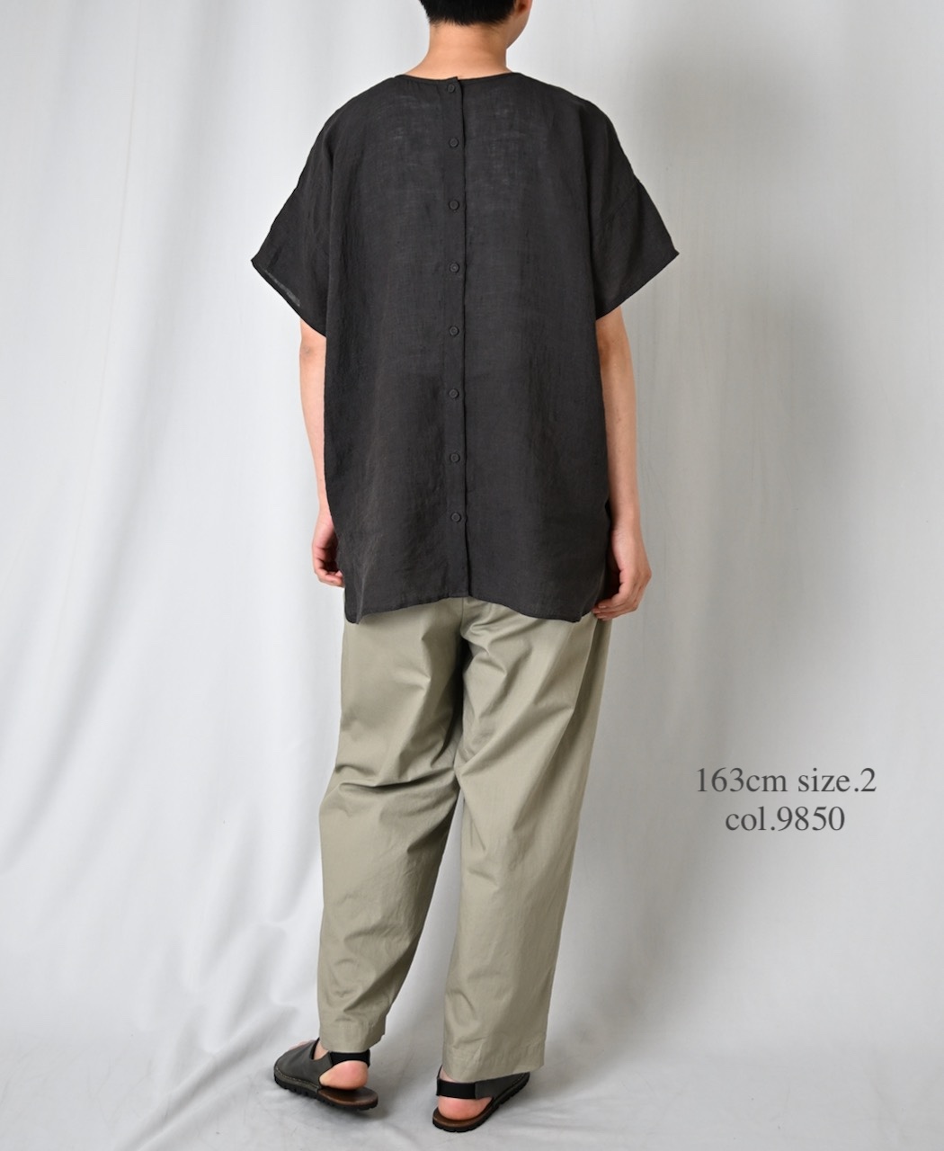NMDS25242(シャツ) 80s POWER LOOM LINEN PLAIN BACK OPENING CREW-NECK S/SL EMB SHIRT