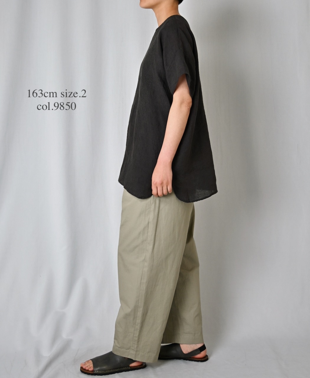 NMDS25242(シャツ) 80s POWER LOOM LINEN PLAIN BACK OPENING CREW-NECK S/SL EMB SHIRT