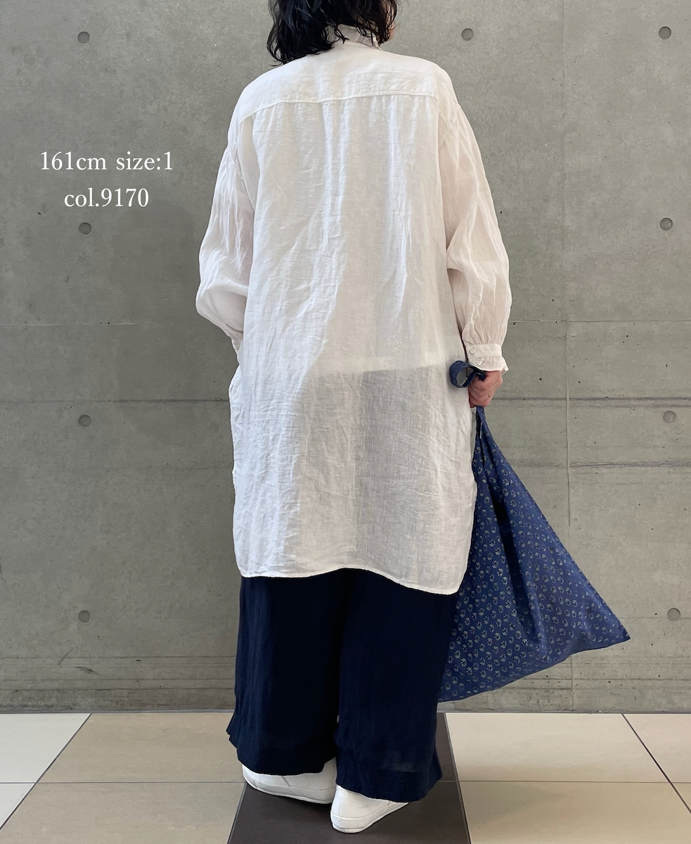 INMDS26002D(シャツ) 60s AUTO LOOM LINEN PLAIN (OVERDYE) FRILL COLLAR LONG SHIRTS