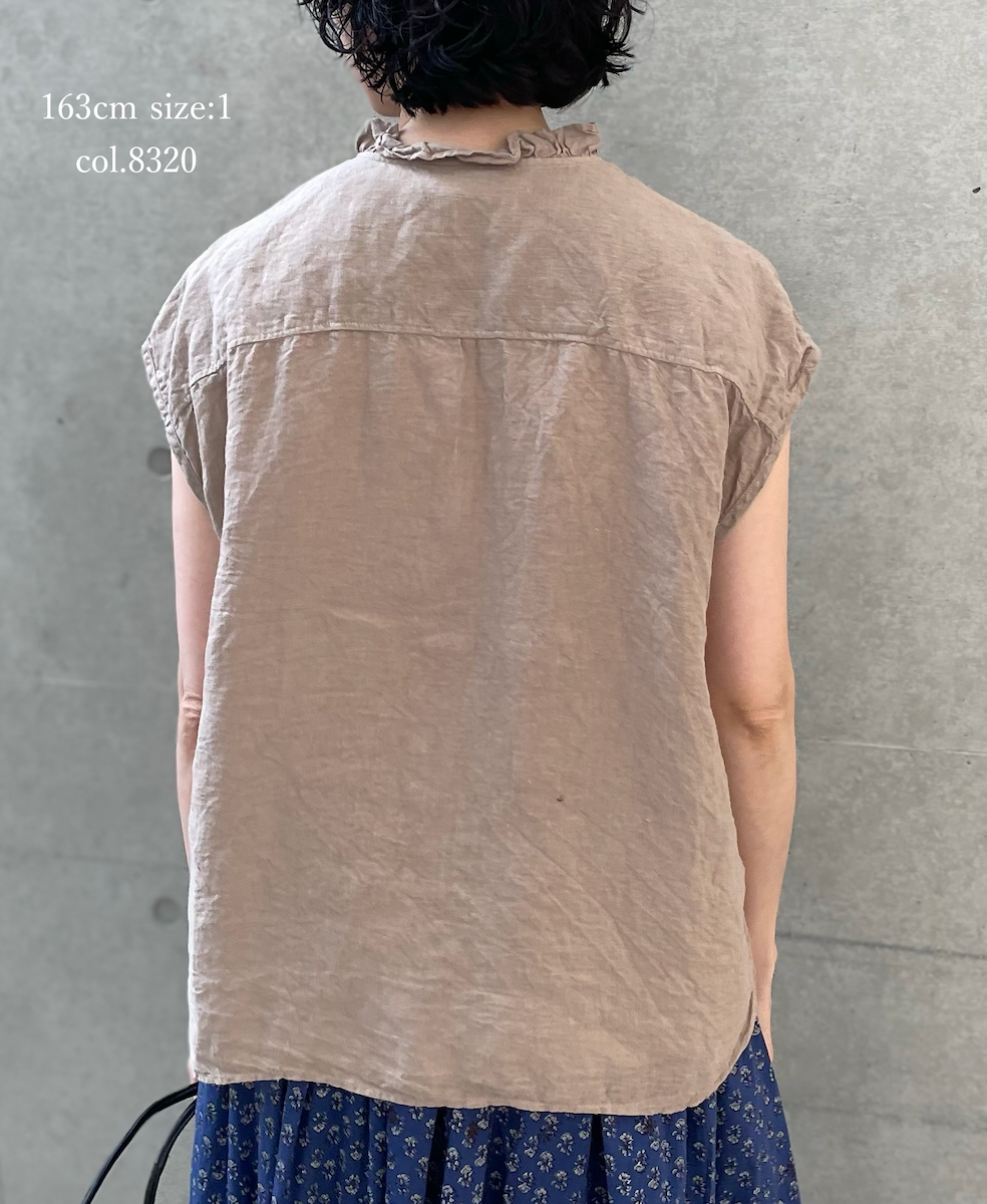 INMDS26001D(シャツ) 60s AUTO LOOM LINEN PLAIN (OVERDYE) FRENCH/SL FRILL COLLAR SHIRT