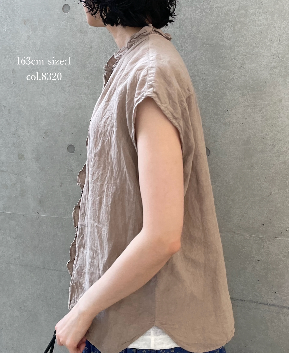 INMDS26001D(シャツ) 60s AUTO LOOM LINEN PLAIN (OVERDYE) FRENCH/SL FRILL COLLAR SHIRT