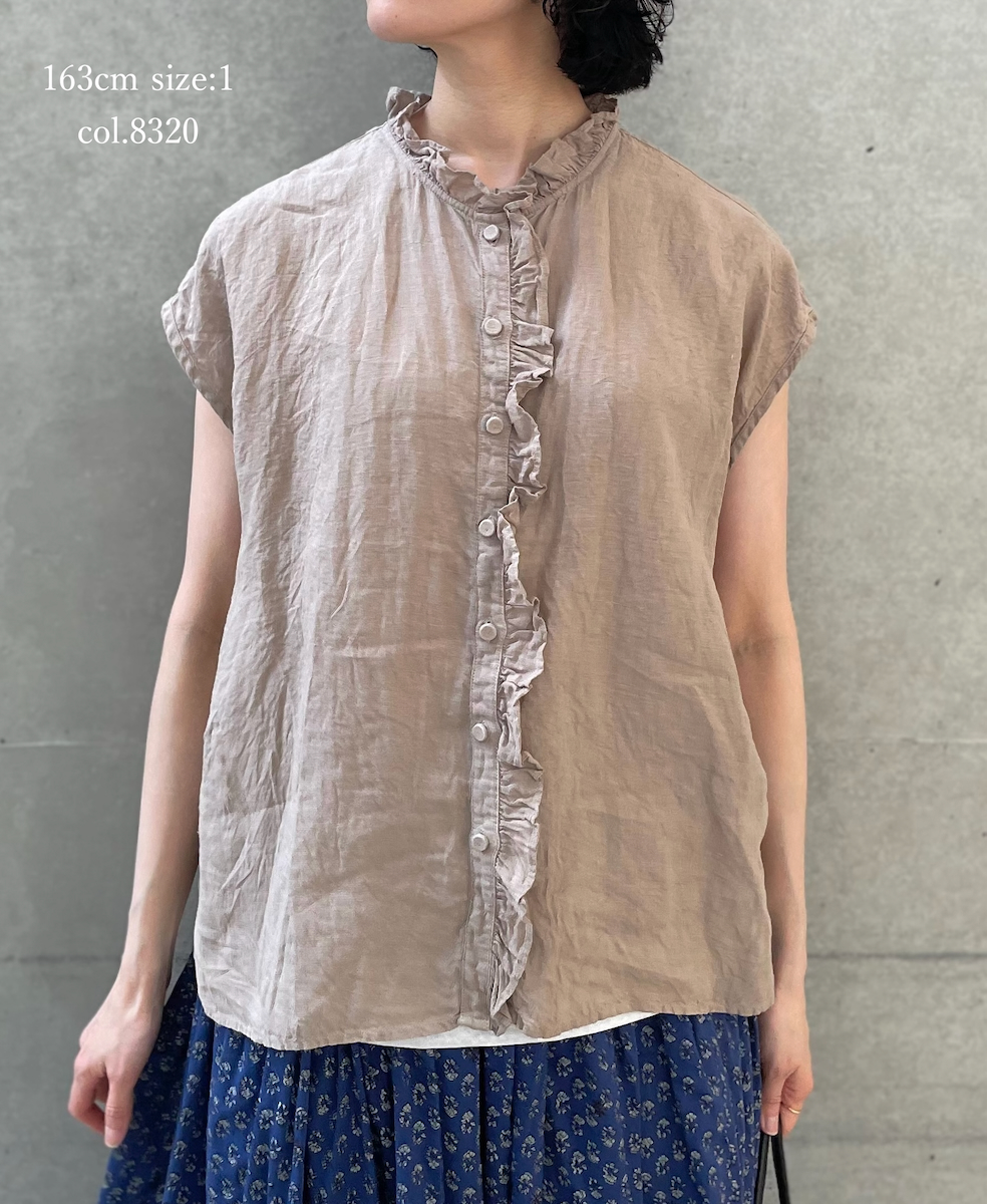 INMDS26001D(シャツ) 60s AUTO LOOM LINEN PLAIN (OVERDYE) FRENCH/SL FRILL COLLAR SHIRT