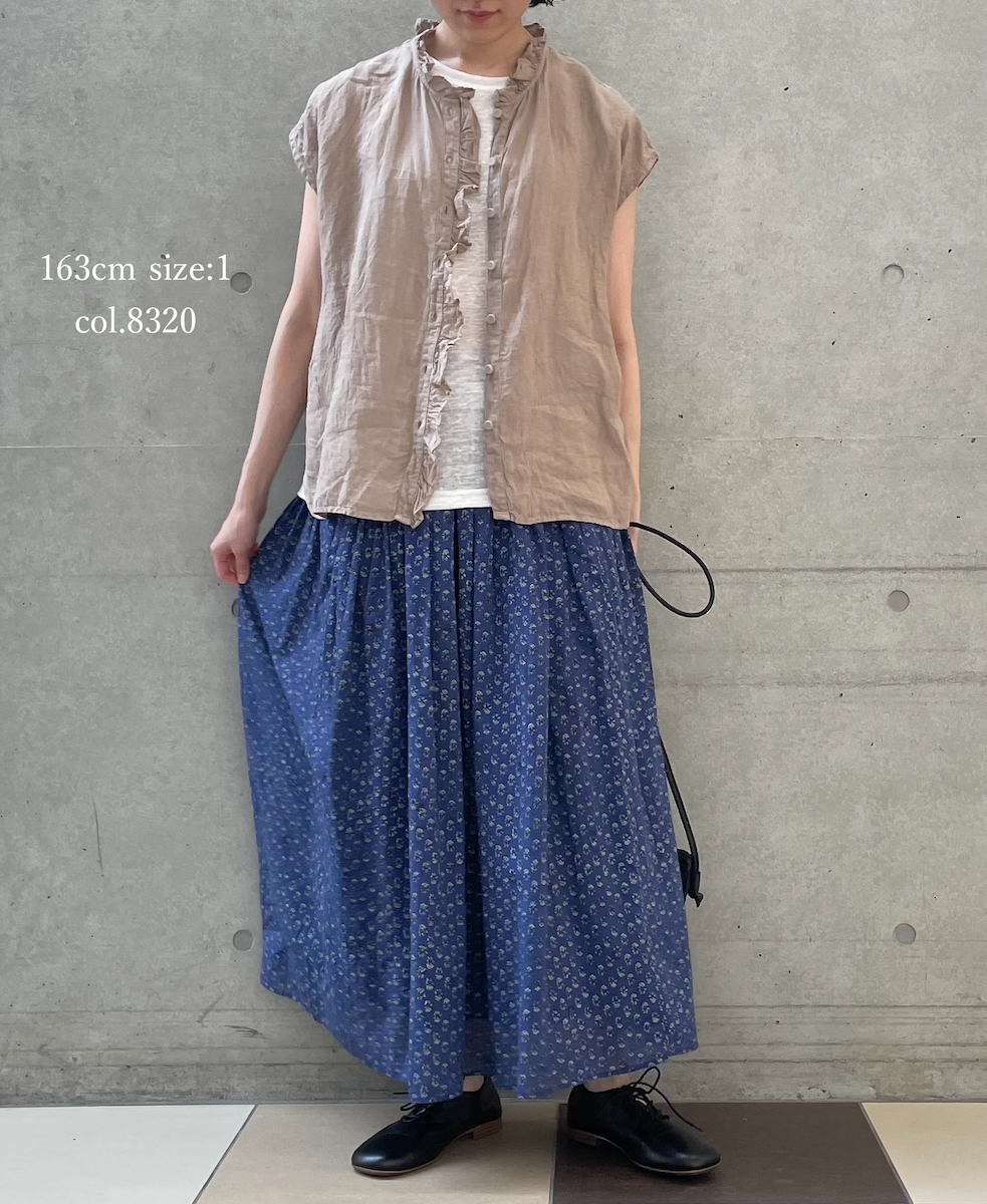INMDS26001D(シャツ) 60s AUTO LOOM LINEN PLAIN (OVERDYE) FRENCH/SL FRILL COLLAR SHIRT