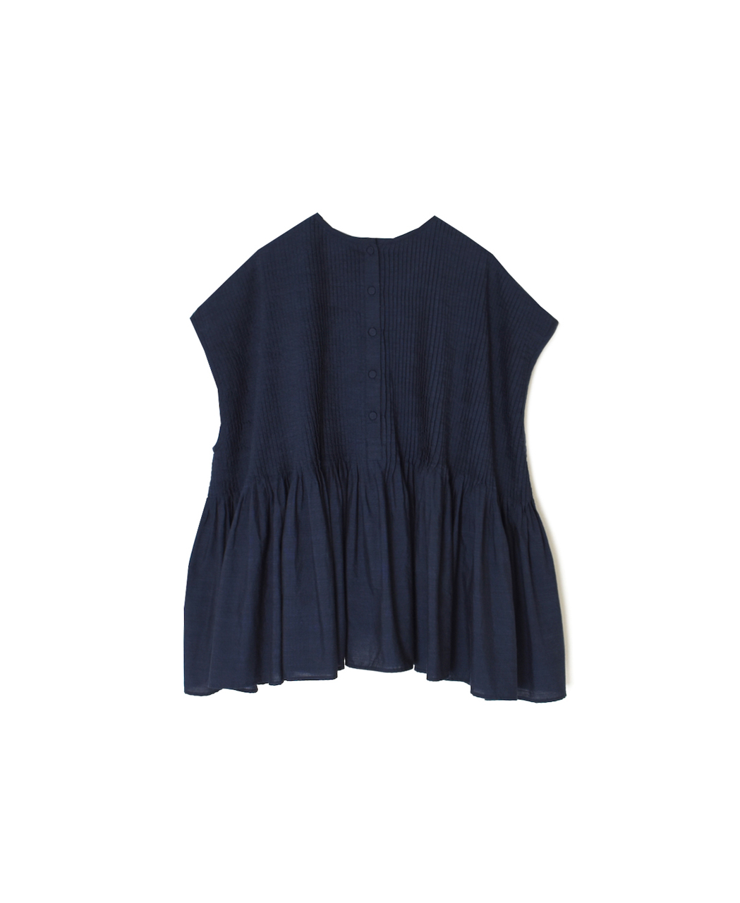INMDS26053(シャツ) HANDWOVEN COTTON HAKEME CREW NECK FRENCH/SL SHIRTS WITH PINTUCK