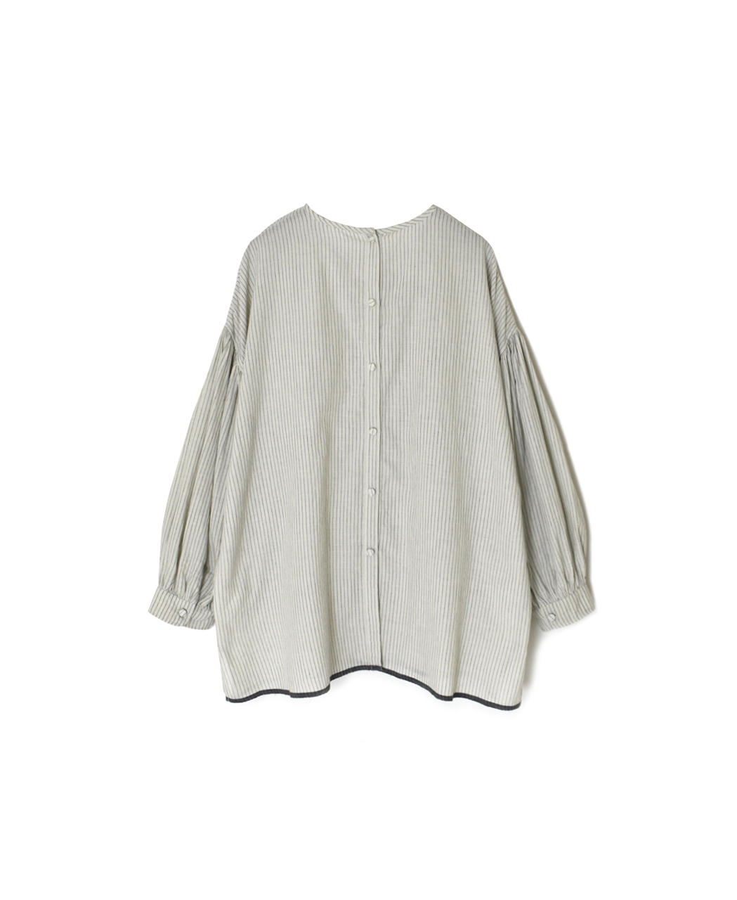 INMDS26062(シャツ) HANDWOVEN COTTON STRIPE BACK OPENING CREW NECK SHIRTS