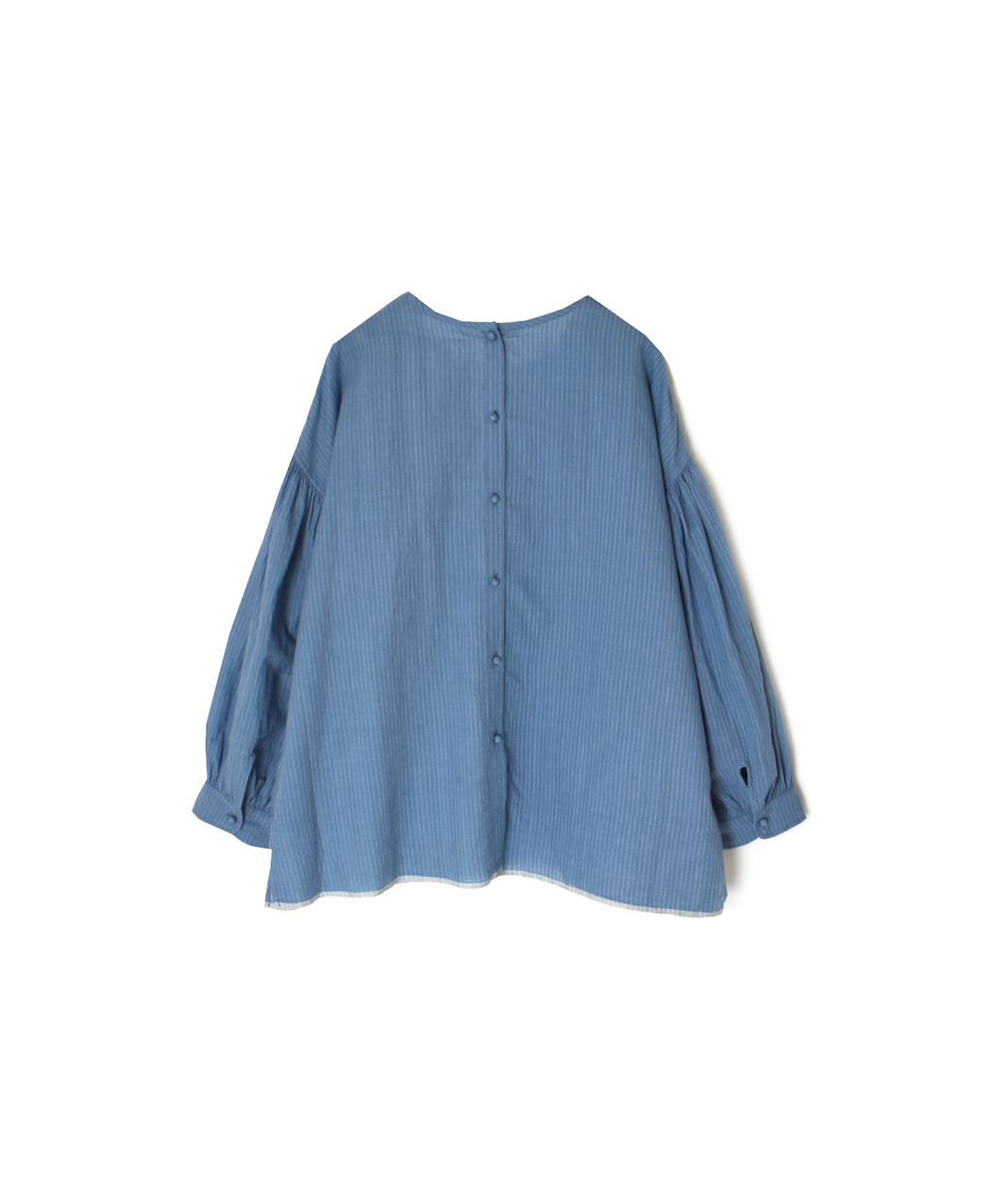 INMDS26062(シャツ) HANDWOVEN COTTON STRIPE BACK OPENING CREW NECK SHIRTS