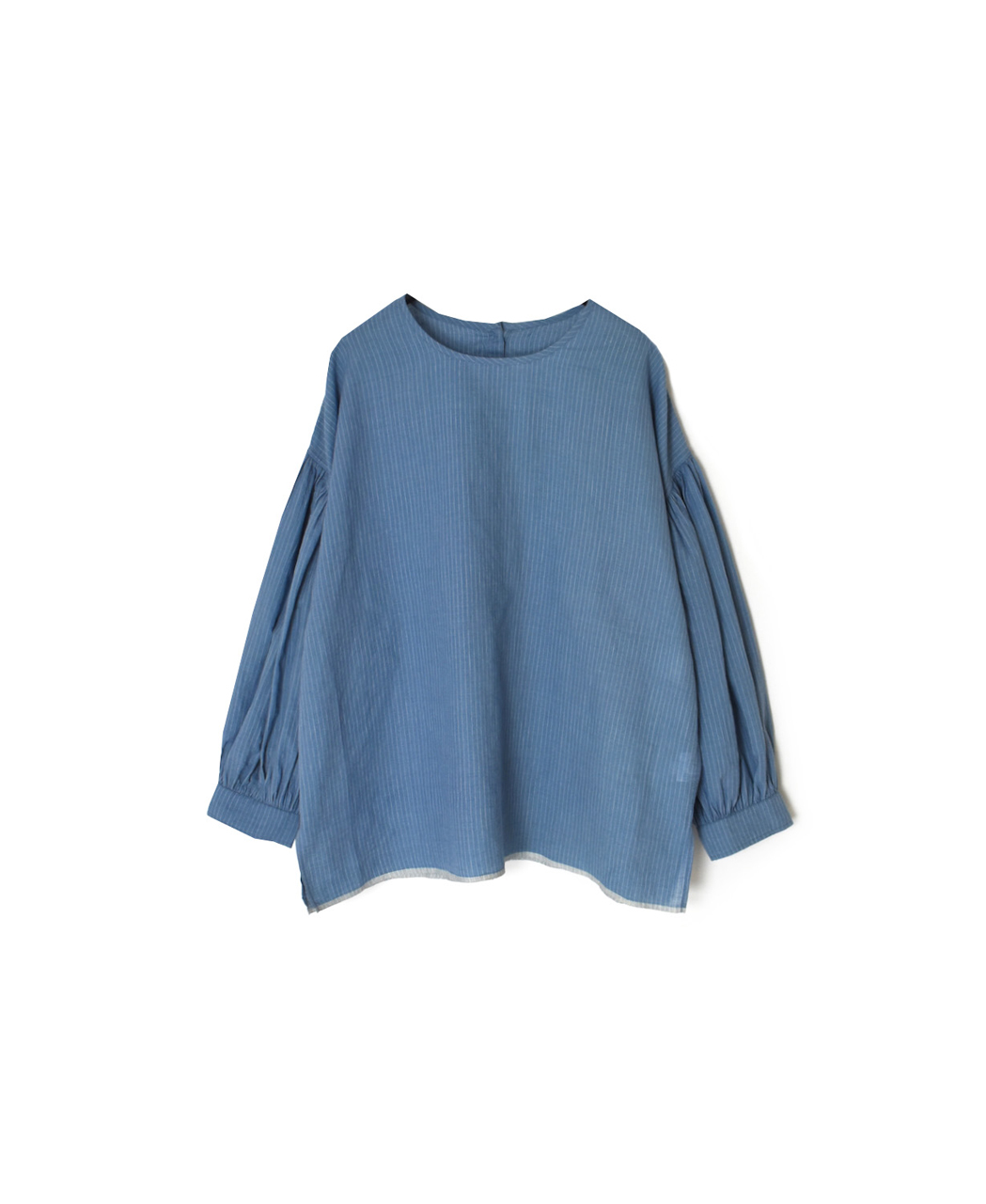 INMDS26062(シャツ) HANDWOVEN COTTON STRIPE BACK OPENING CREW NECK SHIRTS