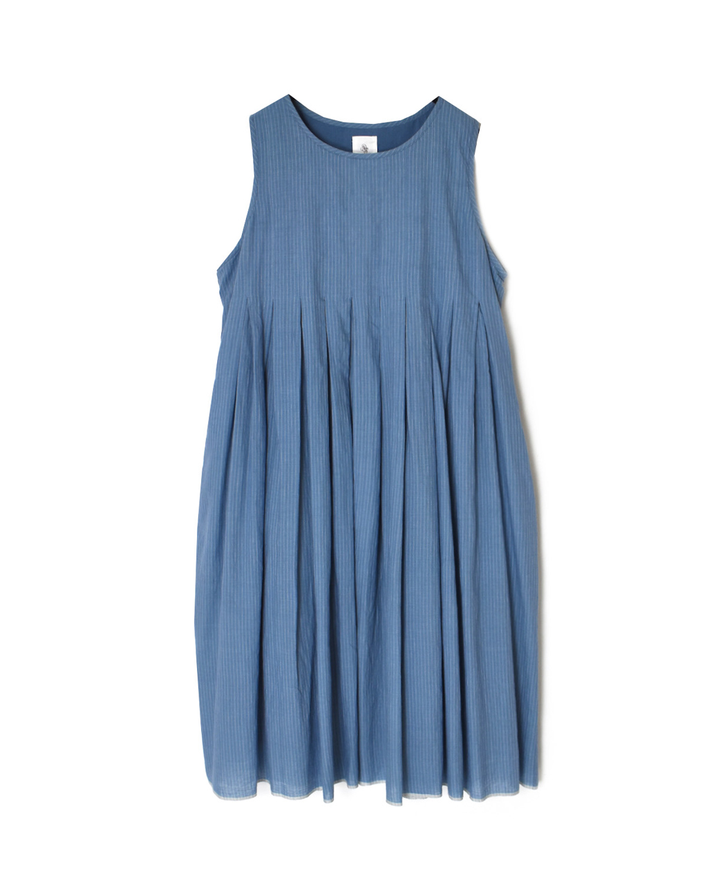 INMDS26063(ワンピース) HANDWOVEN COTTON STRIPE INVERTED PLEATS NO/SL PULLOVER DRESS