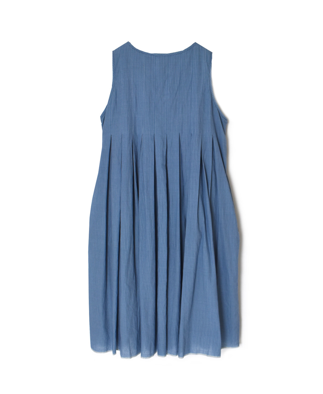 INMDS26063(ワンピース) HANDWOVEN COTTON STRIPE INVERTED PLEATS NO/SL PULLOVER DRESS