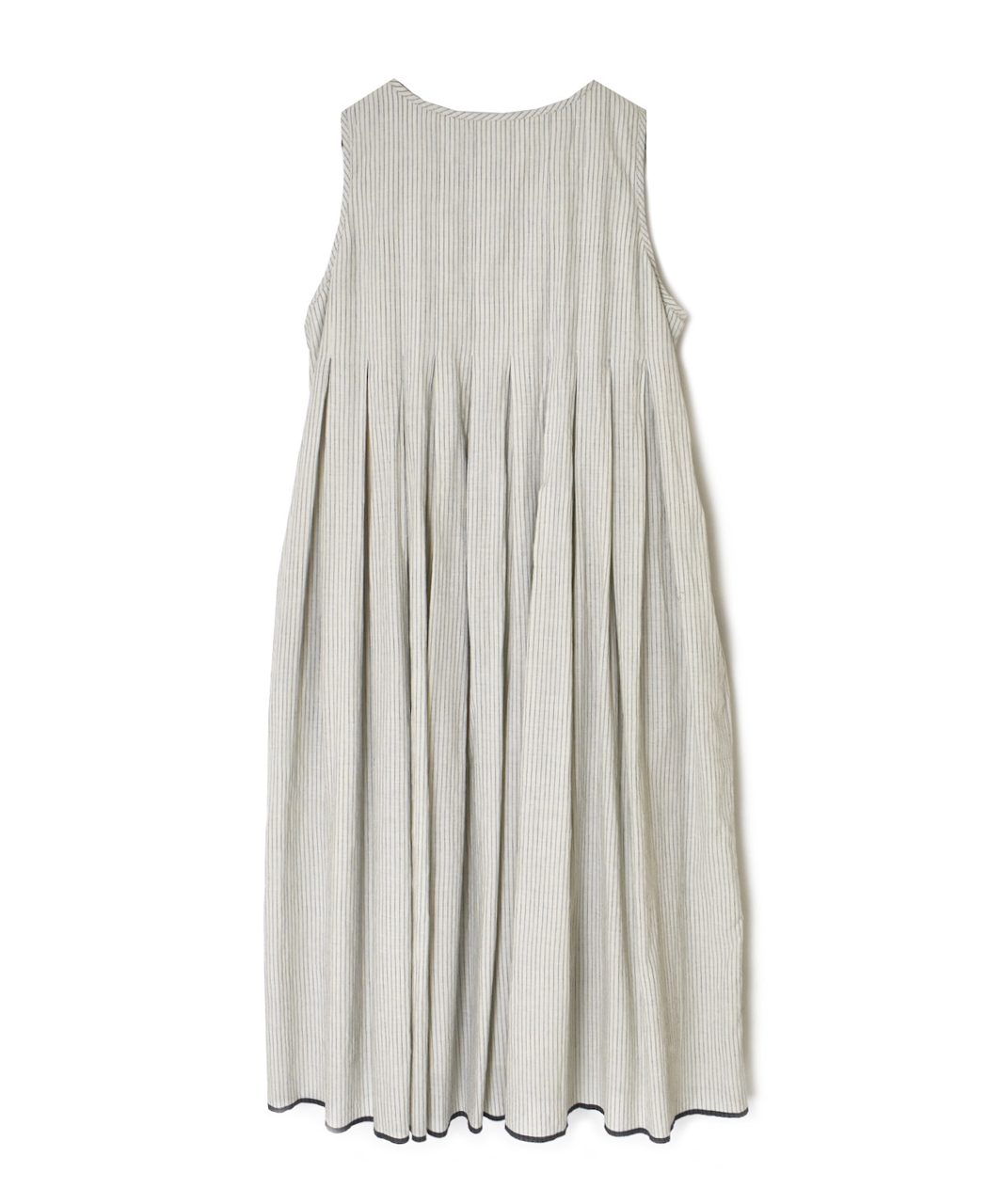 INMDS26063(ワンピース) HANDWOVEN COTTON STRIPE INVERTED PLEATS NO/SL PULLOVER DRESS