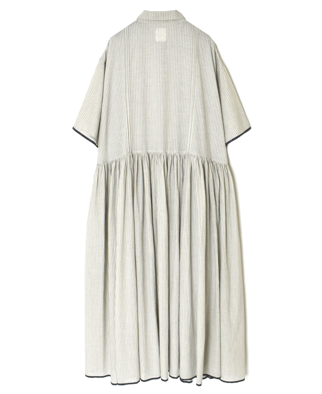 INMDS26064(ワンピース) HANDWOVEN COTTON STRIPE REGULAR COLLAR SHIRTS DRESS WITH RAJASTHAN GATHER