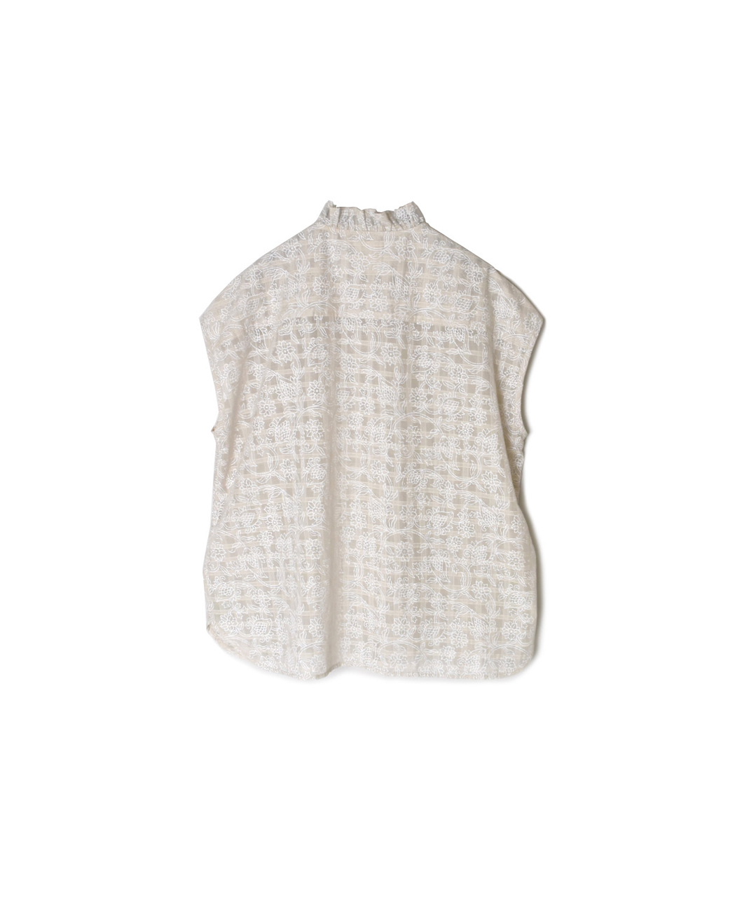INMDS26092(シャツ) POWER LOOM COTTON DOBIE CHECK FLOWER HAND SCREEN PRINT FRENCH/SL FRILL COLLAR SHIRTS