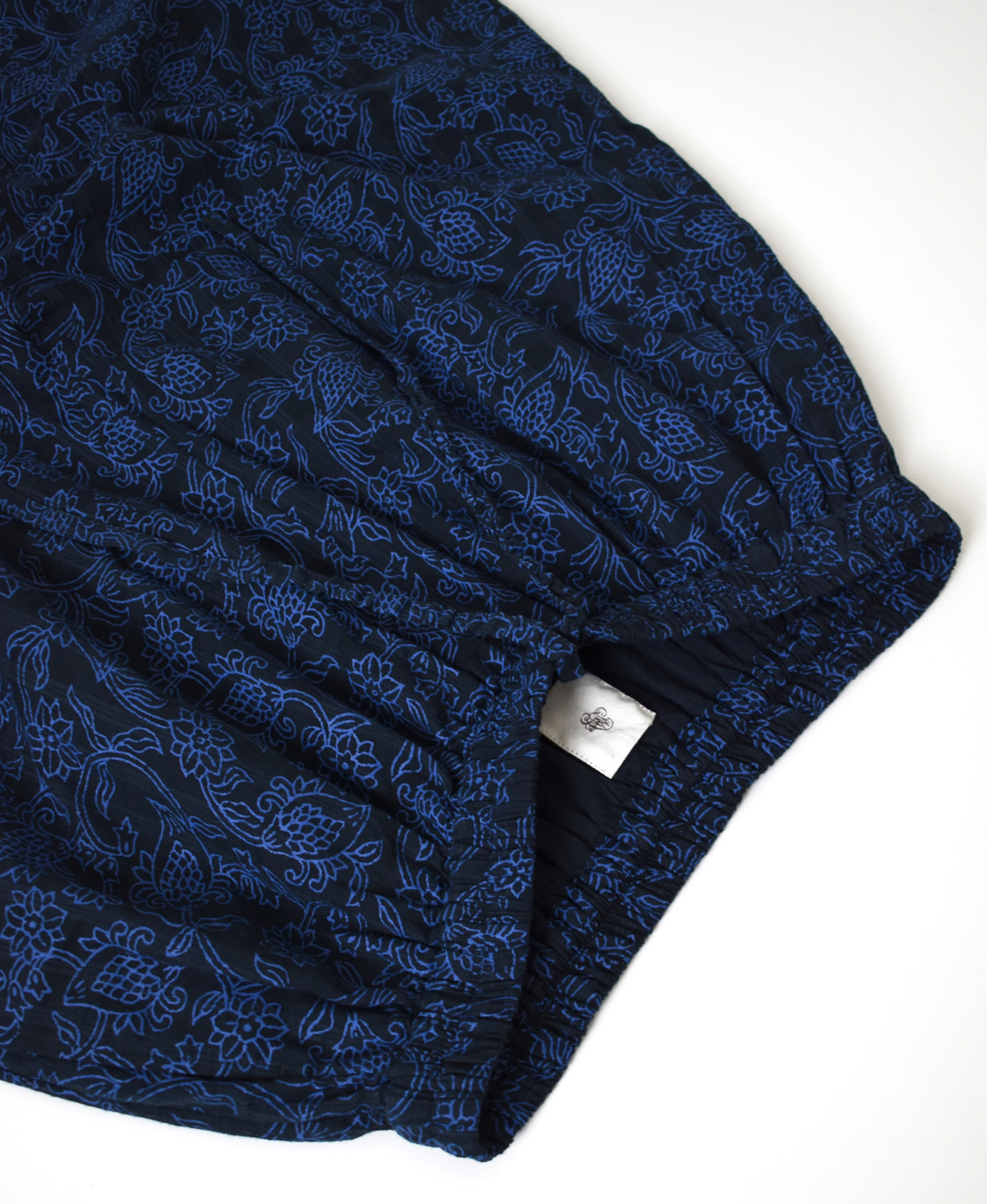 INMDS26095(パンツ) POWER LOOM COTTON DOBIE CHECK FLOWER HAND SCREEN PRINT EASY PANTS