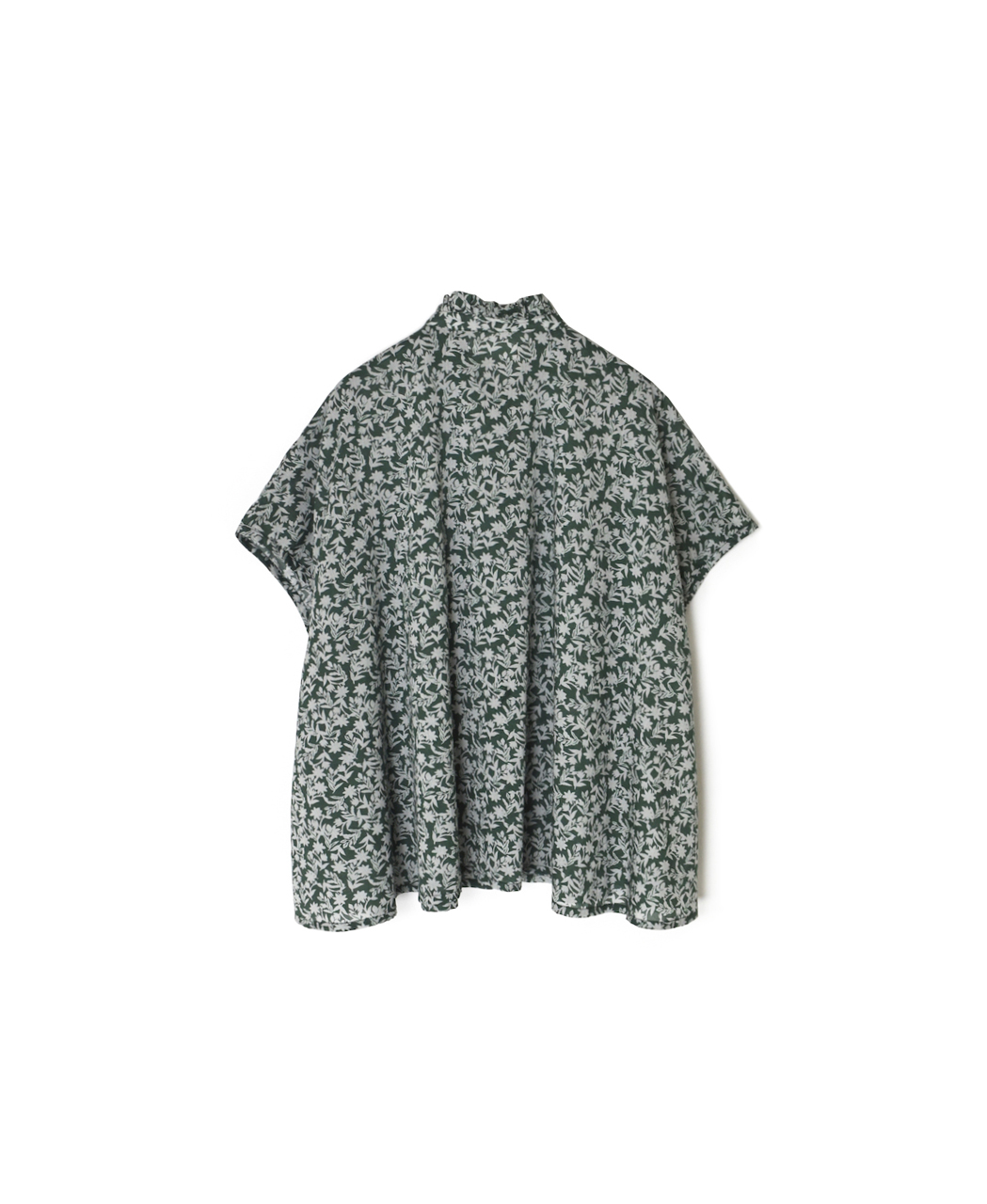 NSL26071(シャツ) 80s VOILE TWO TONE FLOWER PRINT FRILL COLLAR FRENCH/SL SHIRT