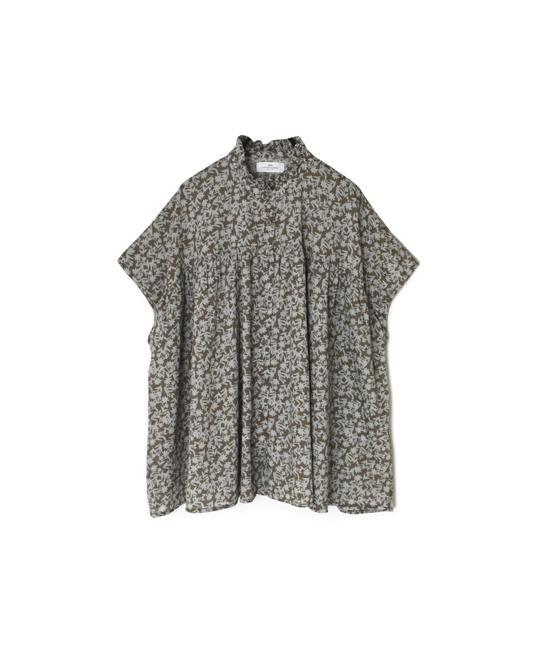 NSL26071(シャツ) 80s VOILE TWO TONE FLOWER PRINT FRILL COLLAR FRENCH/SL SHIRT