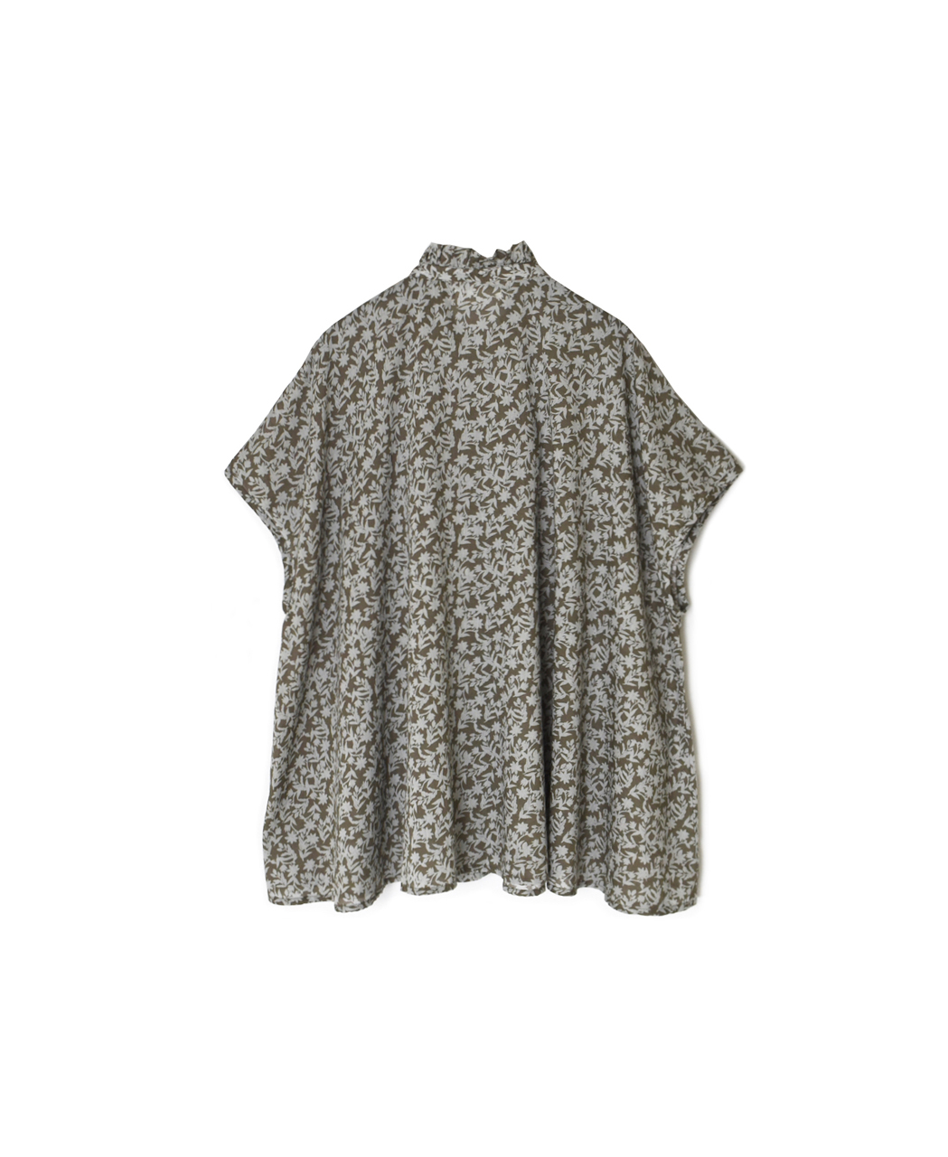 NSL26071(シャツ) 80s VOILE TWO TONE FLOWER PRINT FRILL COLLAR FRENCH/SL SHIRT