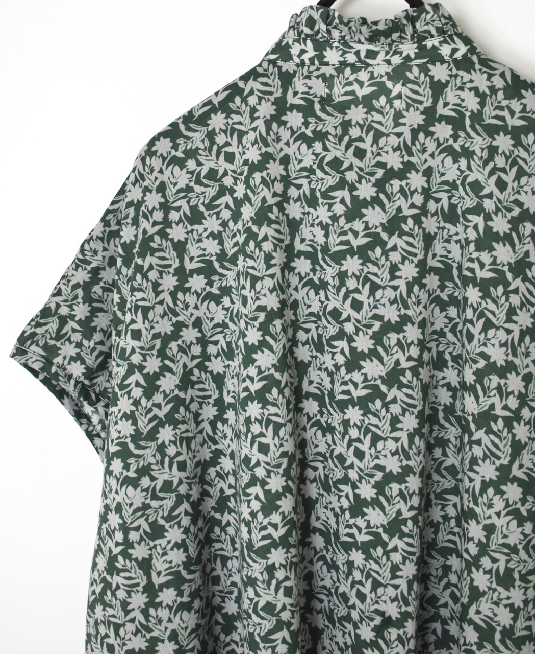 NSL26071(シャツ) 80s VOILE TWO TONE FLOWER PRINT FRILL COLLAR FRENCH/SL SHIRT