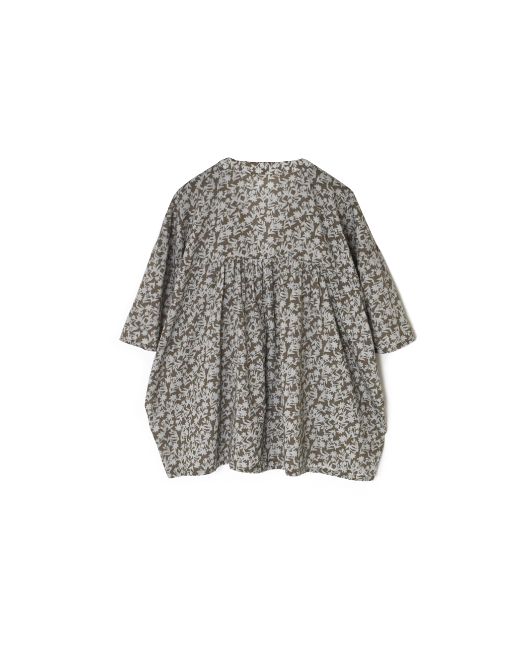 NSL26072(シャツ) 80s VOILE TWO TONE FLOWER PRINT V-NECK PINTUCK S/SL SHIRT