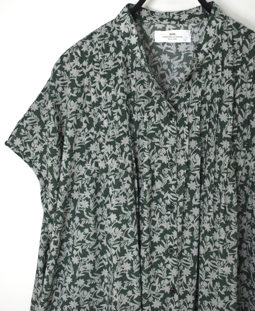 NSL26073(ワンピース) 80s VOILE TWO TONE FLOWER PRINT BANDED COLLAR FRENCH/SL PINTUCK DRESS