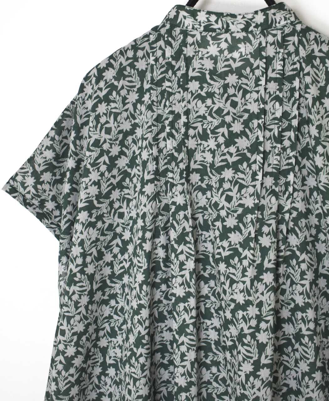 NSL26073(ワンピース) 80s VOILE TWO TONE FLOWER PRINT BANDED COLLAR FRENCH/SL PINTUCK DRESS