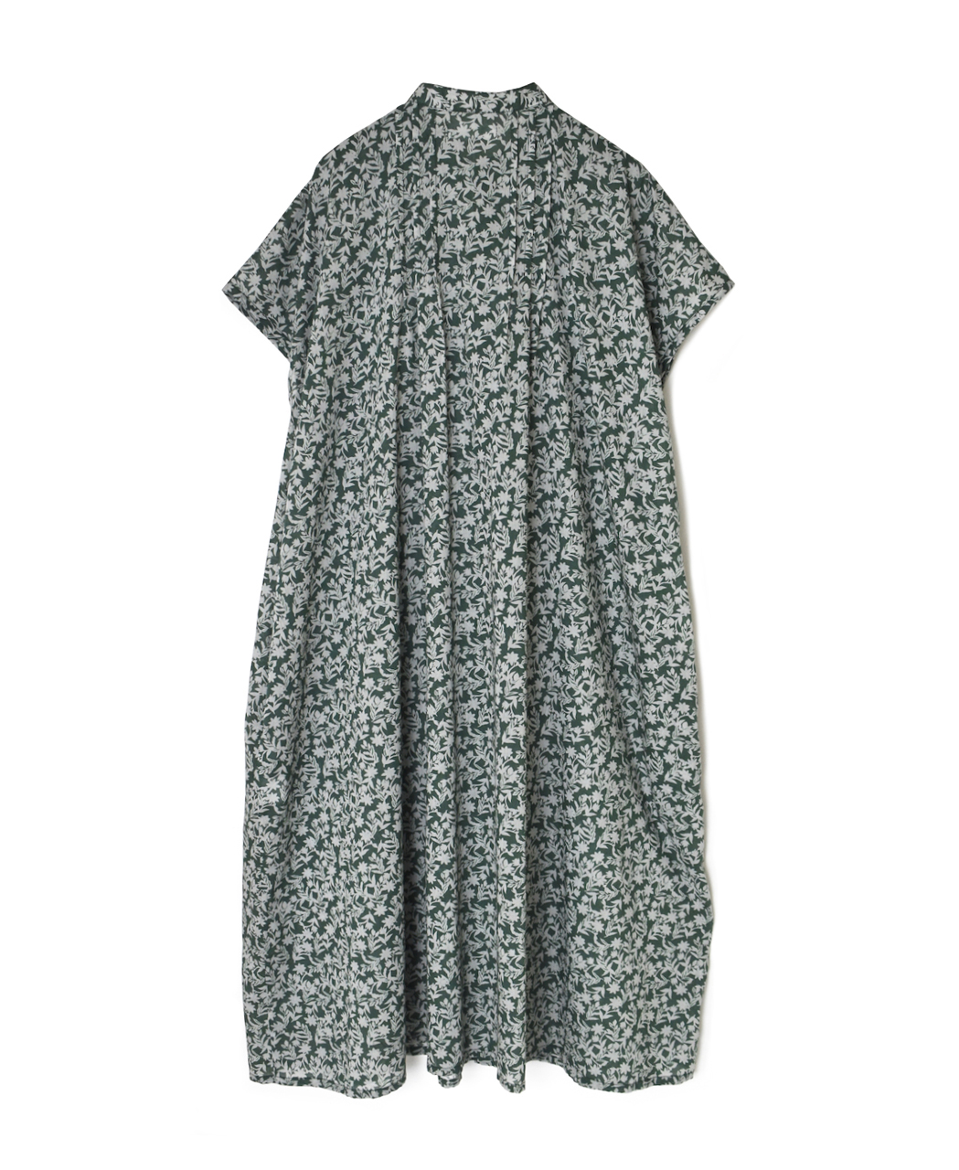 NSL26073(ワンピース) 80s VOILE TWO TONE FLOWER PRINT BANDED COLLAR FRENCH/SL PINTUCK DRESS