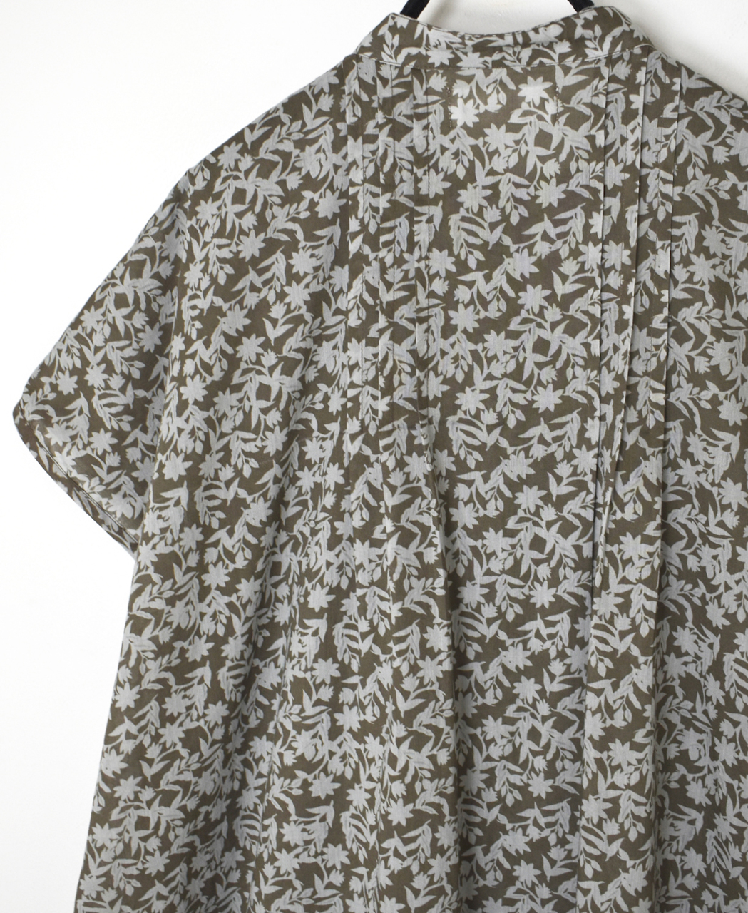 NSL26073(ワンピース) 80s VOILE TWO TONE FLOWER PRINT BANDED COLLAR FRENCH/SL PINTUCK DRESS