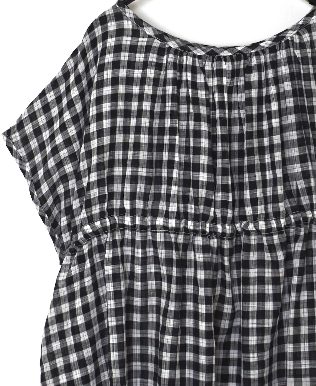 NSL26102(スモック) FANCY GINGHAM CHECK GATHERED PATCH WORK SMOCK