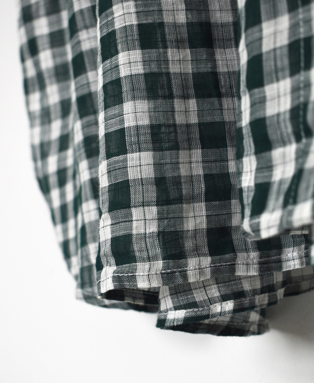 NSL26103(ワンピース) FANCY GINGHAM CHECK BANDED COLLAR GATHER SHIRT DRESS