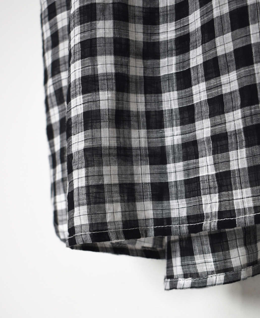 NSL26103(ワンピース) FANCY GINGHAM CHECK BANDED COLLAR GATHER SHIRT DRESS