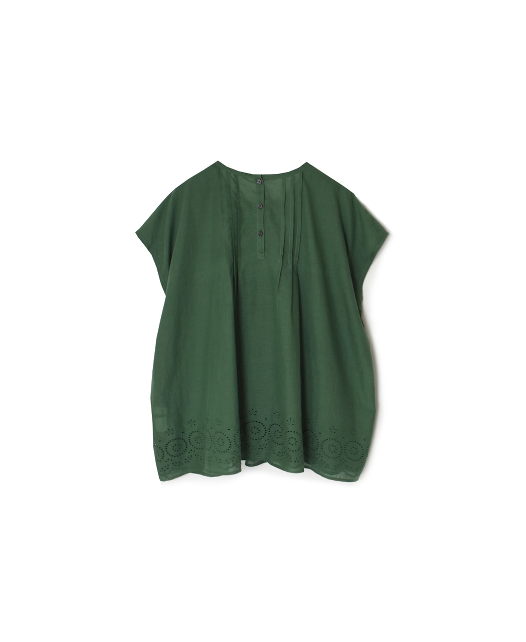 INSL26342(シャツ) 80s VOILE PLAIN WITH CUT WORK LACE CREW NECK FRENCH/SL SHIRTS WITH PINTUCK