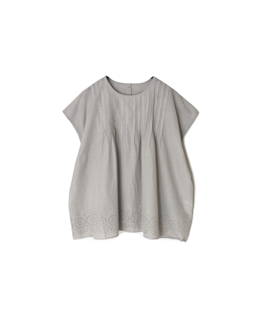 INSL26342(シャツ) 80s VOILE PLAIN WITH CUT WORK LACE CREW NECK FRENCH/SL SHIRTS WITH PINTUCK