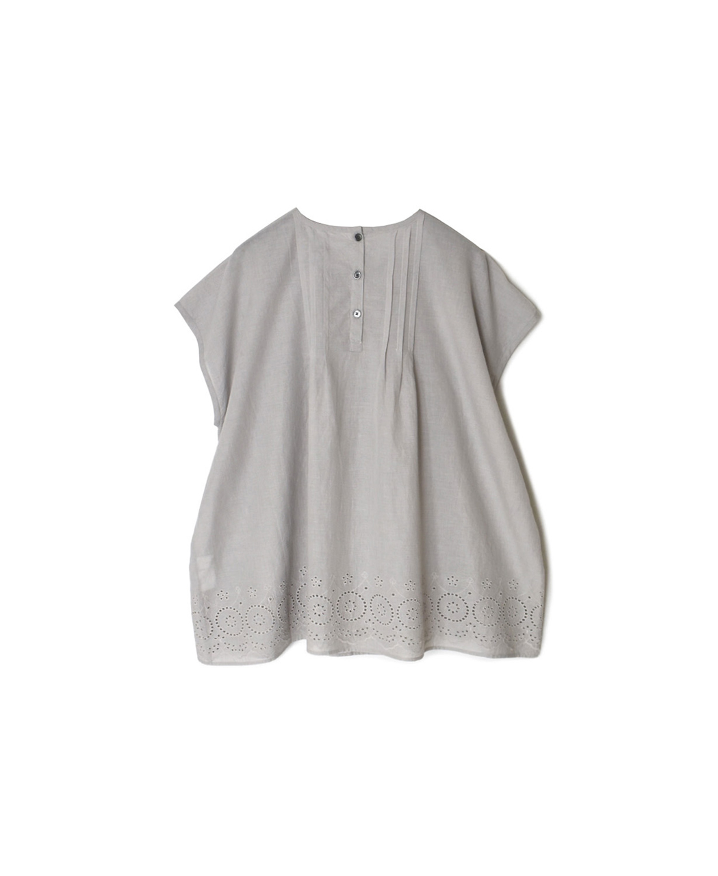 INSL26342(シャツ) 80s VOILE PLAIN WITH CUT WORK LACE CREW NECK FRENCH/SL SHIRTS WITH PINTUCK