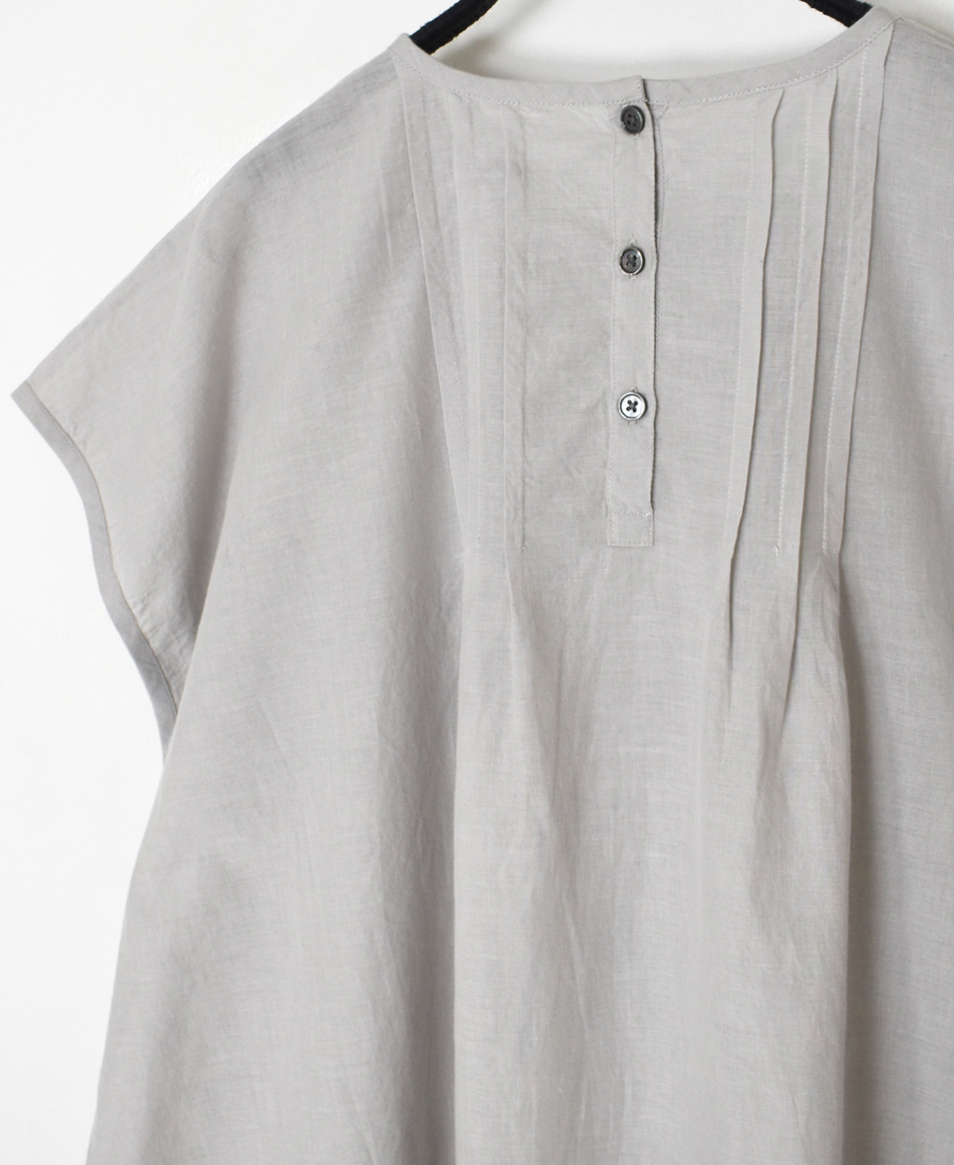 INSL26342(シャツ) 80s VOILE PLAIN WITH CUT WORK LACE CREW NECK FRENCH/SL SHIRTS WITH PINTUCK