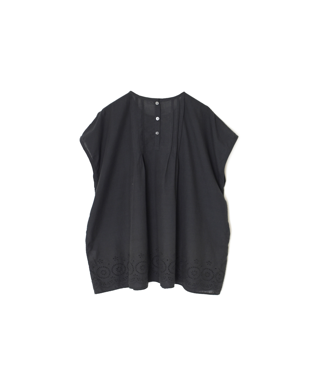INSL26342(シャツ) 80s VOILE PLAIN WITH CUT WORK LACE CREW NECK FRENCH/SL SHIRTS WITH PINTUCK